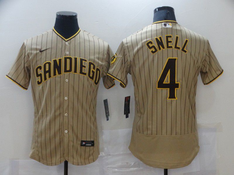 Men San Diego Padres #4 Snell brown stripe Elite 2021 Nike MLB Jersey